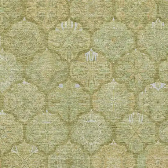 Green And Gold Ogee Washable Indoor Outdoor Area Rug Photo 5