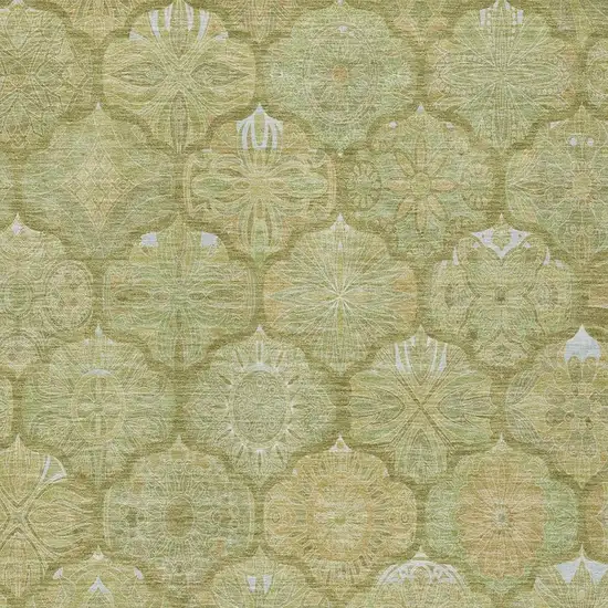 Green And Gold Ogee Washable Indoor Outdoor Area Rug Photo 8