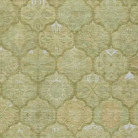 Green And Gold Ogee Washable Indoor Outdoor Area Rug Photo 7