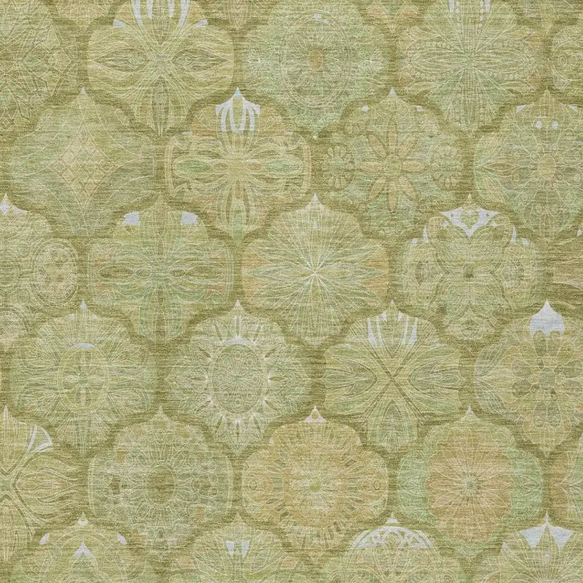 Green And Gold Ogee Washable Indoor Outdoor Area Rug Photo 7