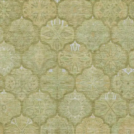 Green And Gold Ogee Washable Indoor Outdoor Area Rug Photo 4