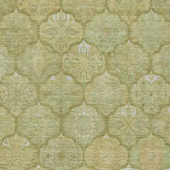 Green And Gold Ogee Washable Indoor Outdoor Area Rug Photo 2