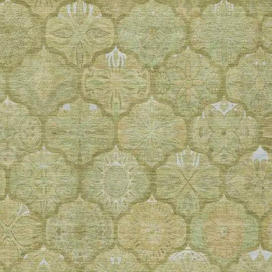 Green And Gold Ogee Washable Indoor Outdoor Area Rug Photo 5