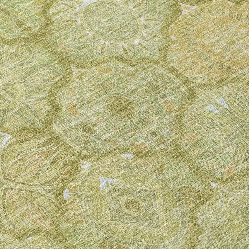Green And Gold Ogee Washable Indoor Outdoor Area Rug Photo 6