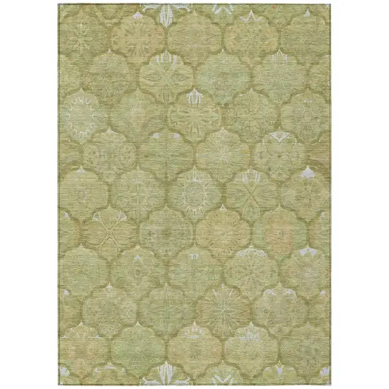 Green And Gold Ogee Washable Indoor Outdoor Area Rug Photo 3