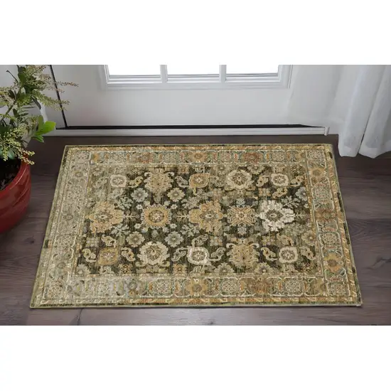 Green And Gold Oriental Area Rug Photo 1