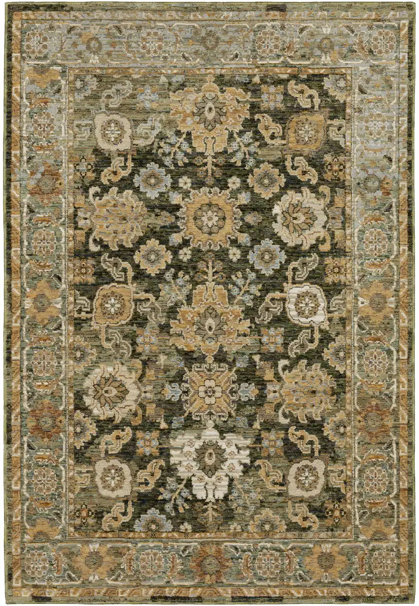 Green And Gold Oriental Area Rug Photo 5