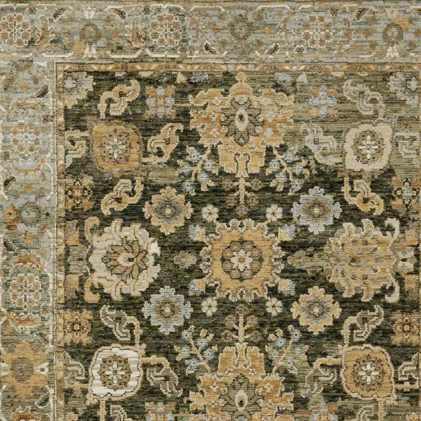 Green And Gold Oriental Area Rug Photo 9