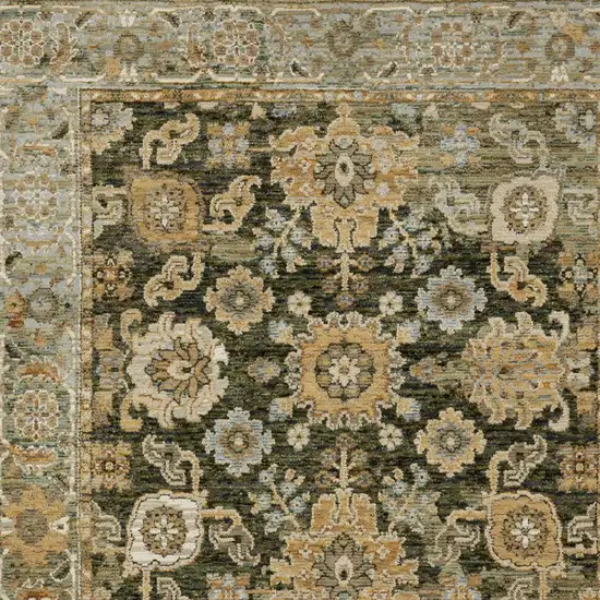 Green And Gold Oriental Area Rug Photo 9