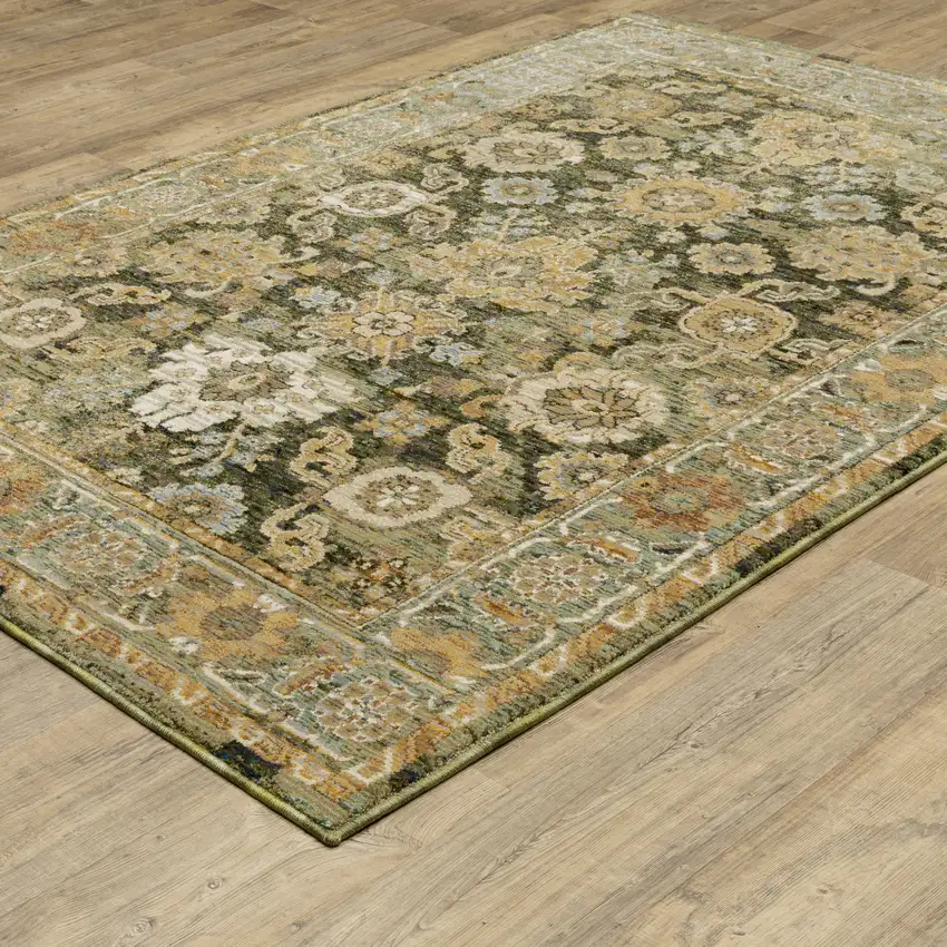 Green And Gold Oriental Area Rug Photo 5