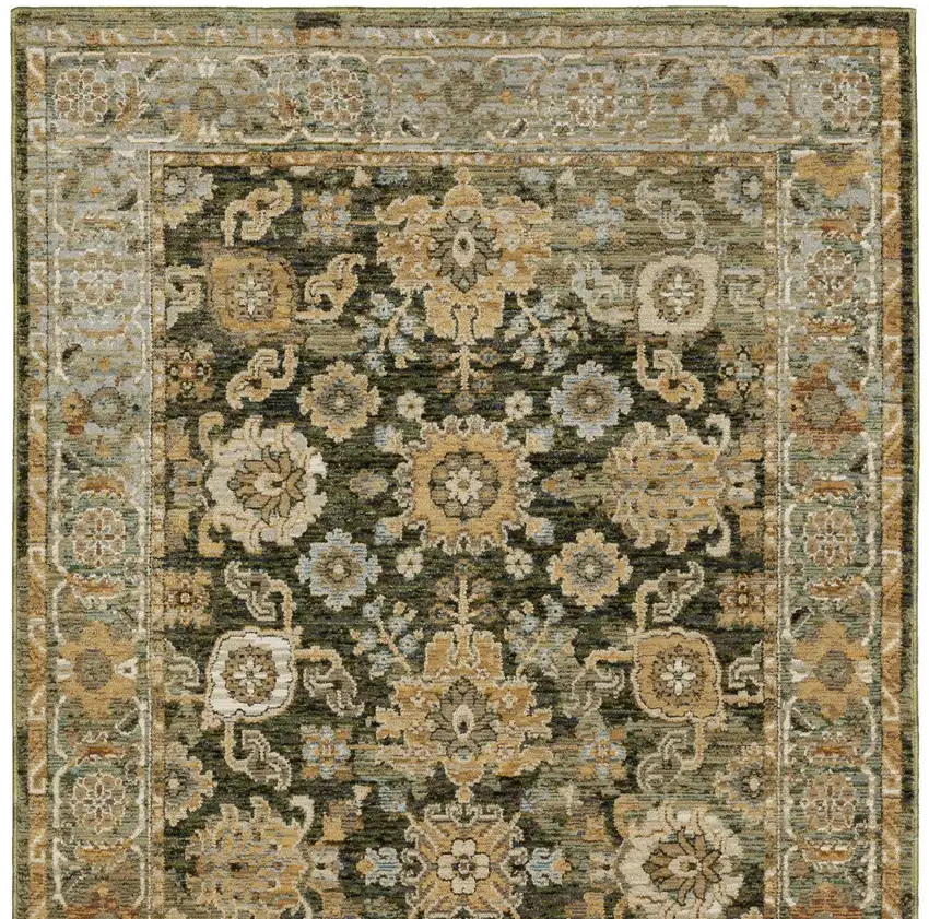 Green And Gold Oriental Area Rug Photo 9