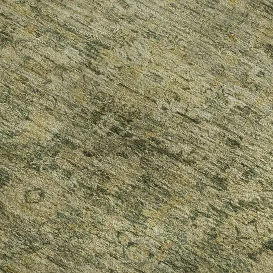 Green And Gold Oriental Washable Area Rug With UV Protection Photo 2