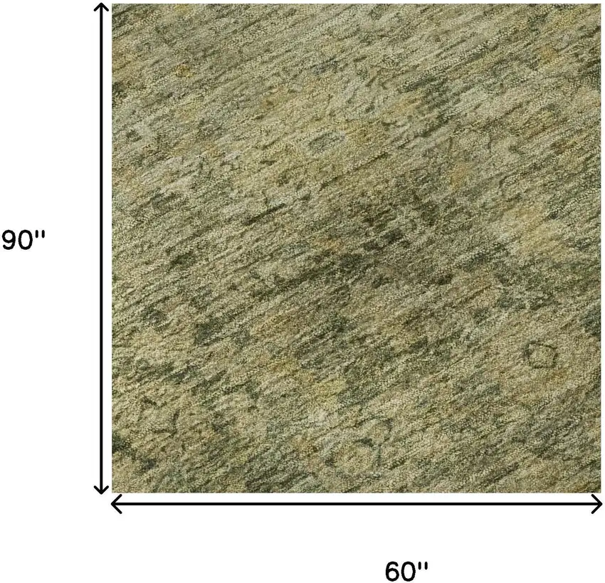 Green And Gold Oriental Washable Area Rug With UV Protection Photo 8