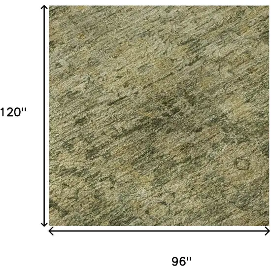 Green And Gold Oriental Washable Area Rug With UV Protection Photo 8