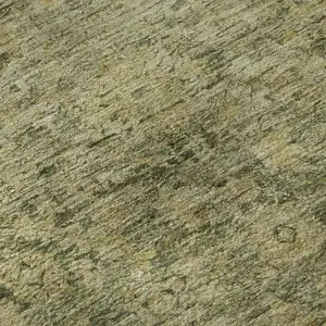 Photo of Green And Gold Oriental Washable Area Rug With UV Protection