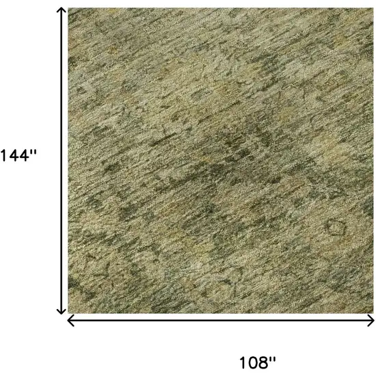 Green And Gold Oriental Washable Area Rug With UV Protection Photo 8