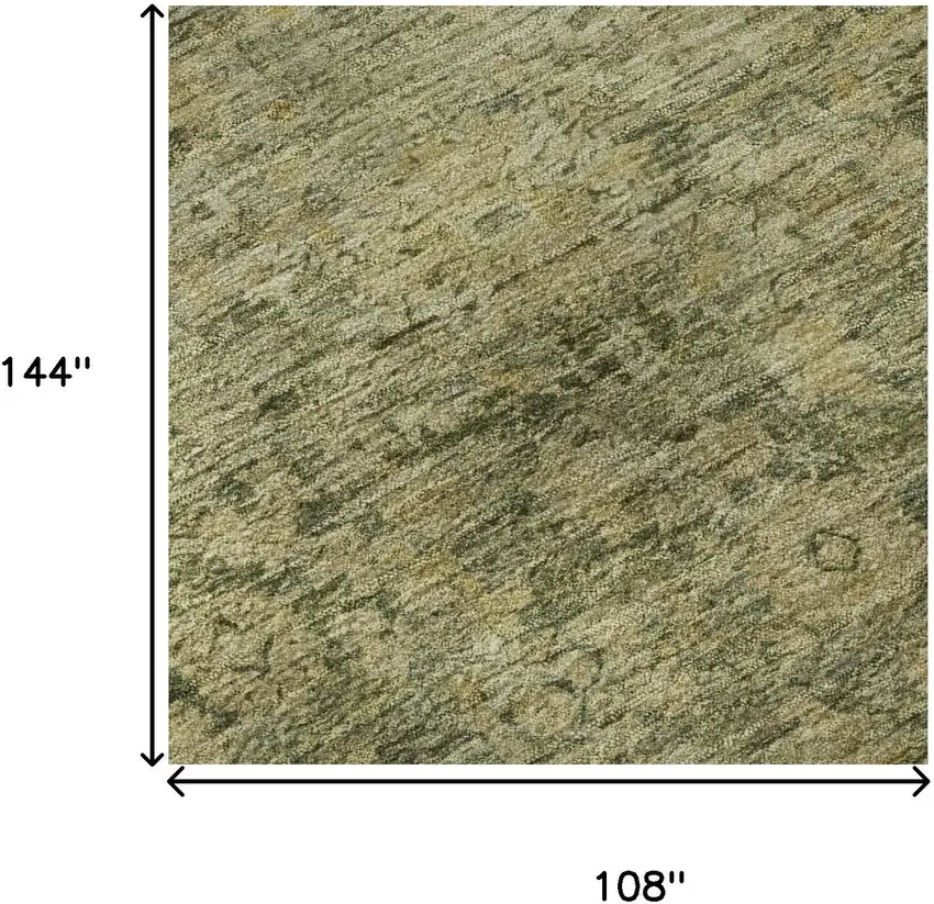 Green And Gold Oriental Washable Area Rug With UV Protection Photo 8