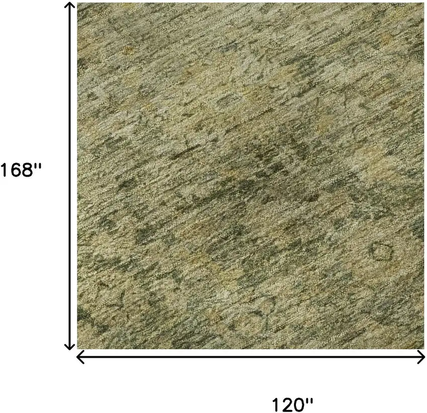 Green And Gold Oriental Washable Area Rug With UV Protection Photo 8