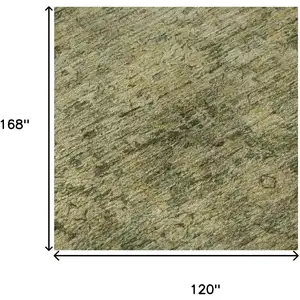Photo of Green And Gold Oriental Washable Area Rug With UV Protection
