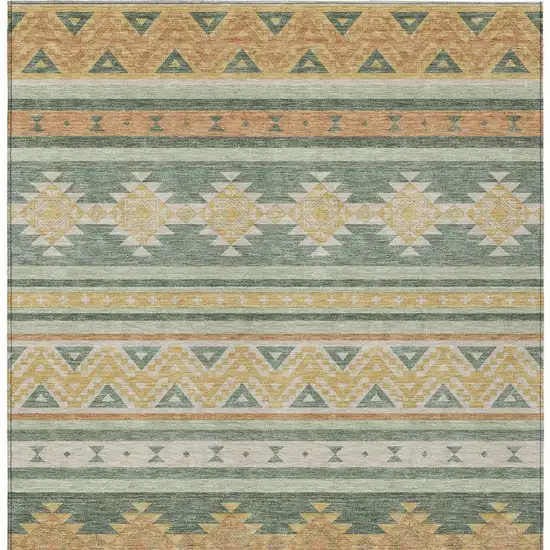 Green And Gold Southwestern Washable Indoor Outdoor Area Rug Photo 4
