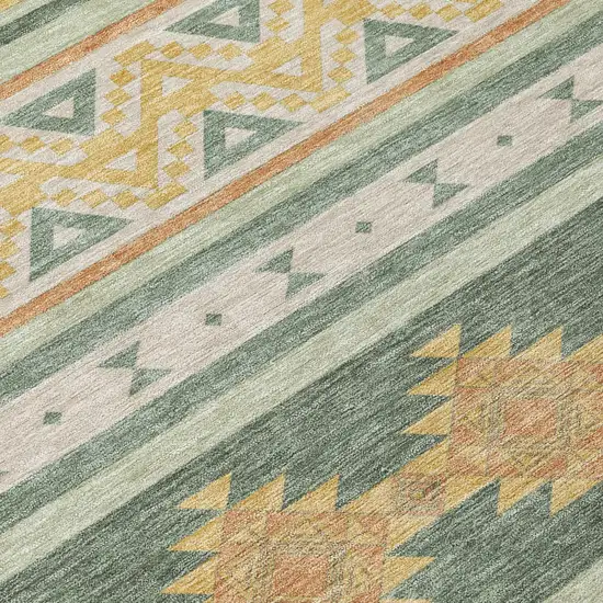 Green And Gold Southwestern Washable Indoor Outdoor Area Rug Photo 6