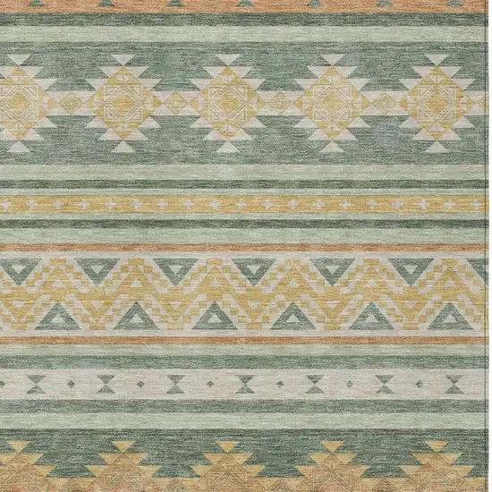 Green And Gold Southwestern Washable Indoor Outdoor Area Rug Photo 3