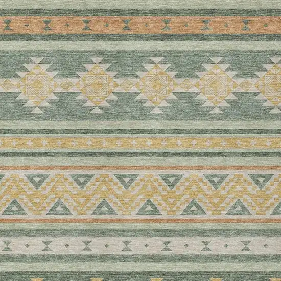 Green And Gold Southwestern Washable Indoor Outdoor Area Rug Photo 3