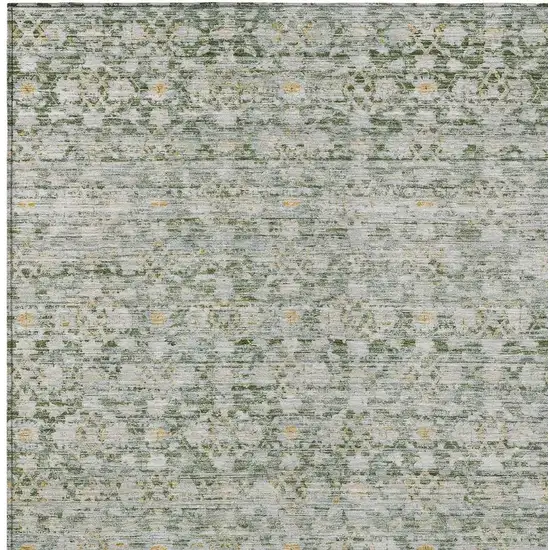 Green And Gold Striped Washable Indoor Outdoor Area Rug Photo 4