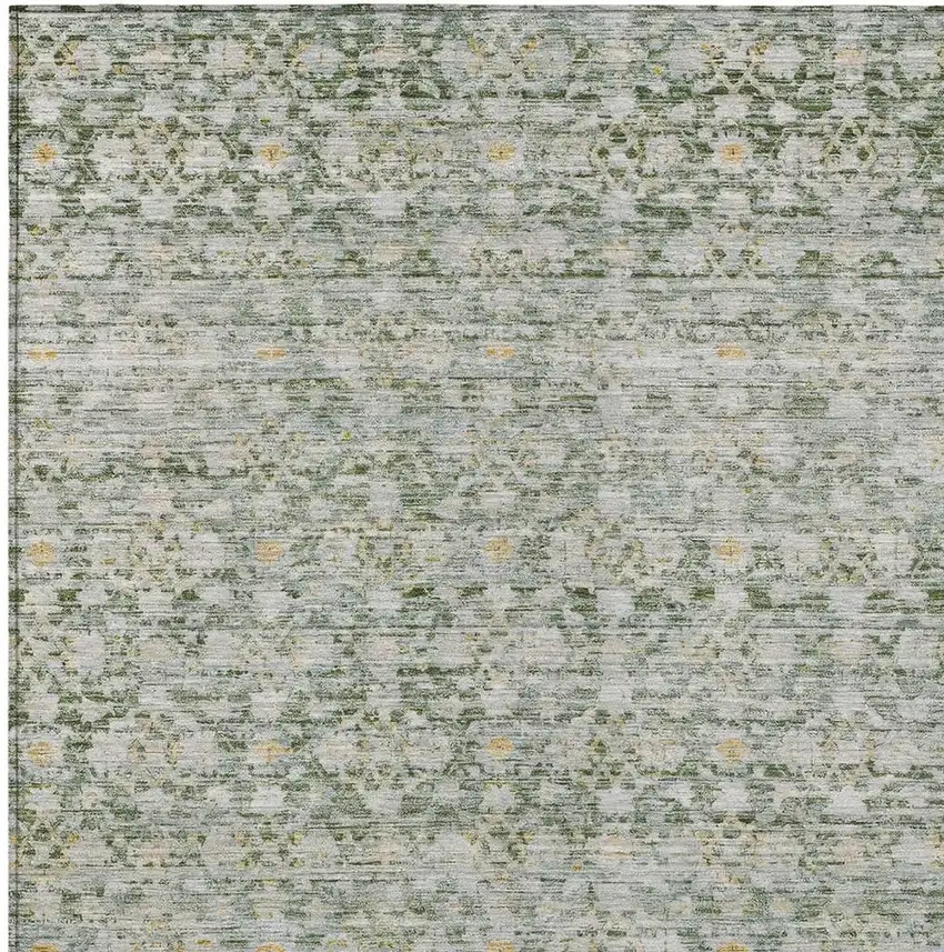 Green And Gold Striped Washable Indoor Outdoor Area Rug Photo 4