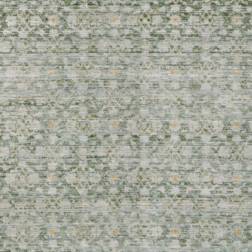 Green And Gold Striped Washable Indoor Outdoor Area Rug Photo 6