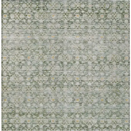 Green And Gold Striped Washable Indoor Outdoor Area Rug Photo 4