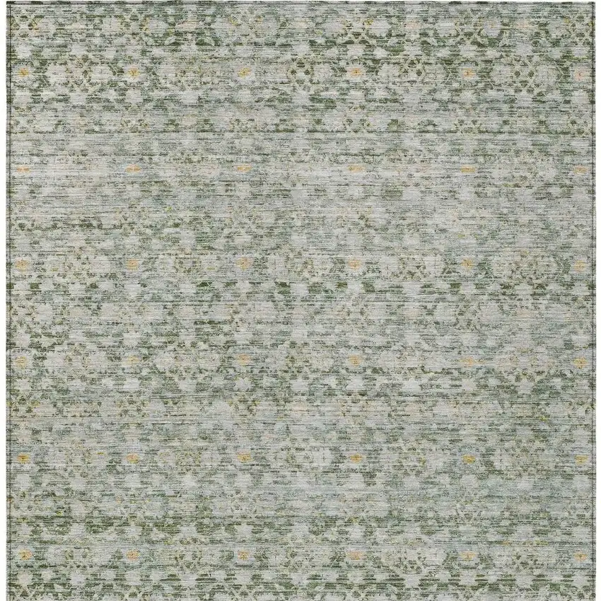 Green And Gold Striped Washable Indoor Outdoor Area Rug Photo 4