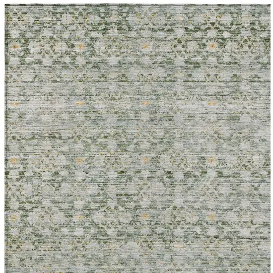 Green And Gold Striped Washable Indoor Outdoor Area Rug Photo 6