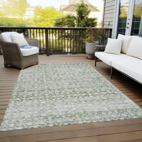 Green And Gold Striped Washable Indoor Outdoor Area Rug Photo 8