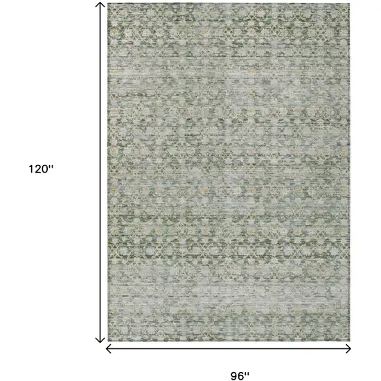 Green And Gold Striped Washable Indoor Outdoor Area Rug Photo 9