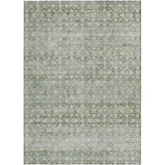 Green And Gold Striped Washable Indoor Outdoor Area Rug Photo 3