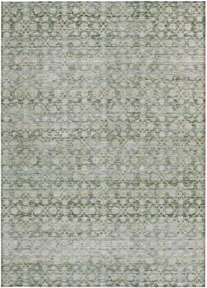 Green And Gold Striped Washable Indoor Outdoor Area Rug Photo 3