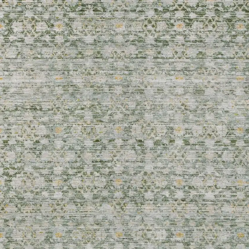 Green And Gold Striped Washable Indoor Outdoor Area Rug Photo 4