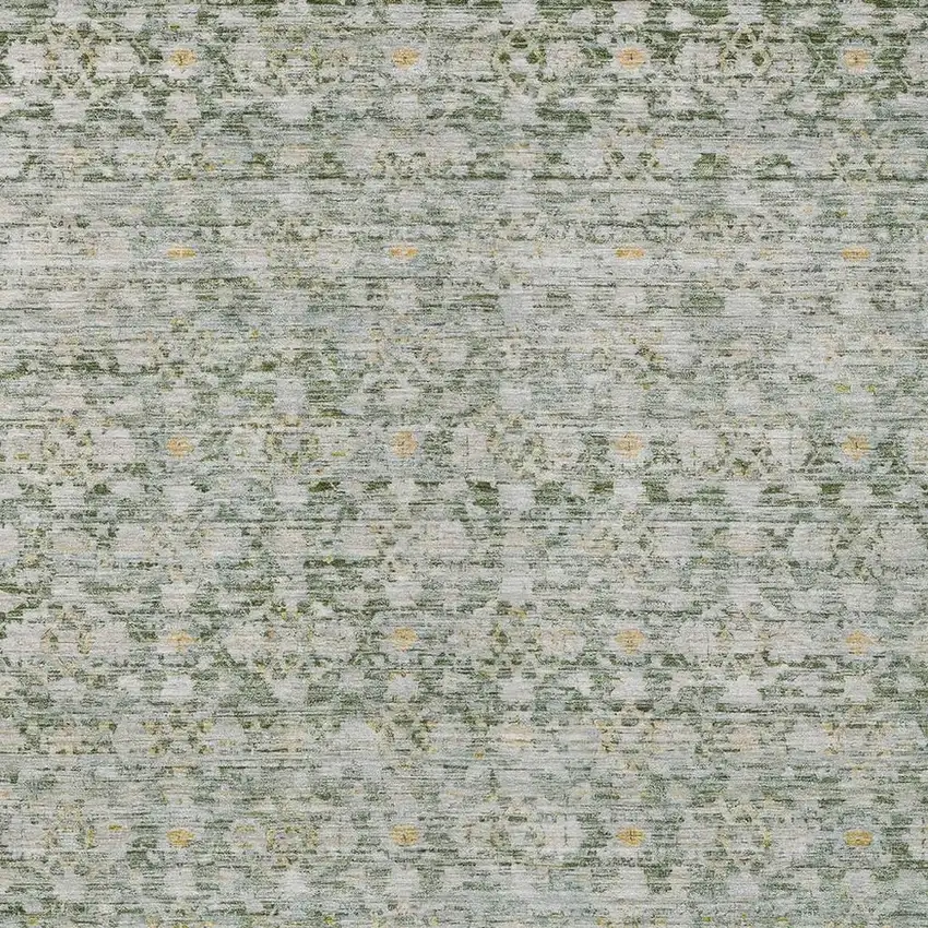 Green And Gold Striped Washable Indoor Outdoor Area Rug Photo 3