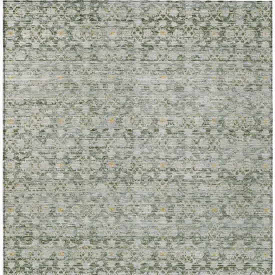 Green And Gold Striped Washable Indoor Outdoor Area Rug Photo 7