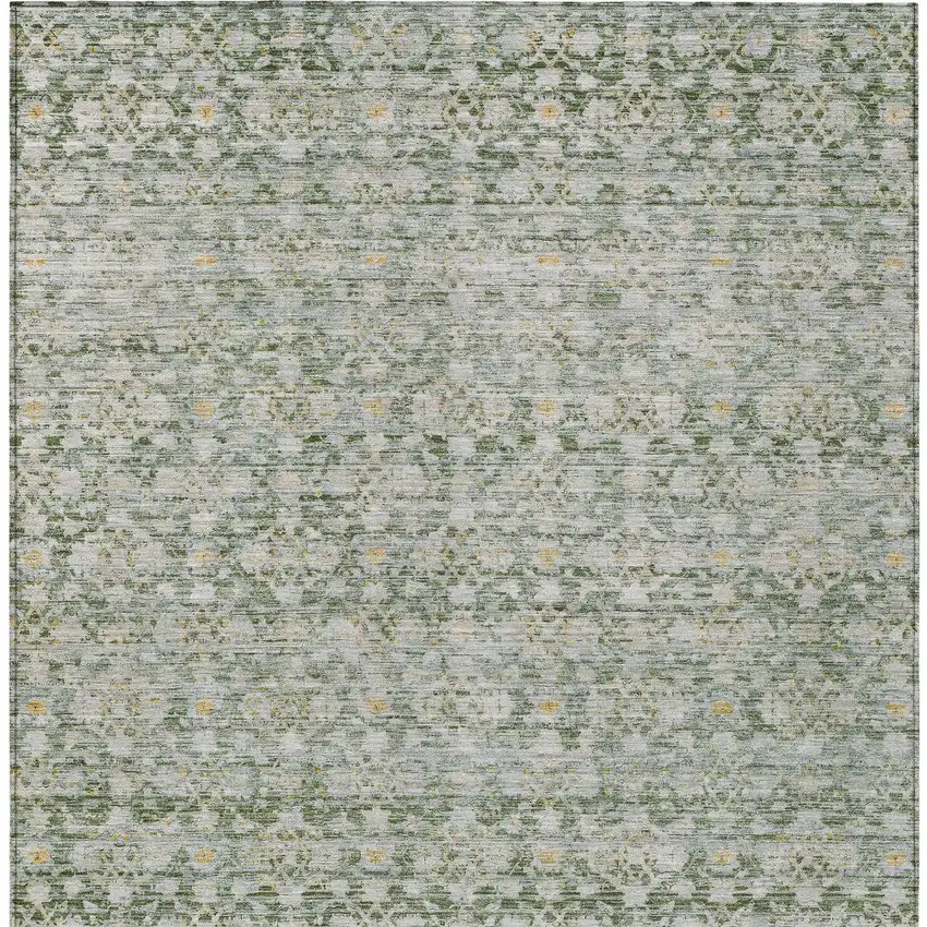 Green And Gold Striped Washable Indoor Outdoor Area Rug Photo 7