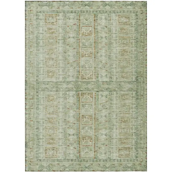 Green And Gold Striped Washable Indoor Outdoor Area Rug Photo 3