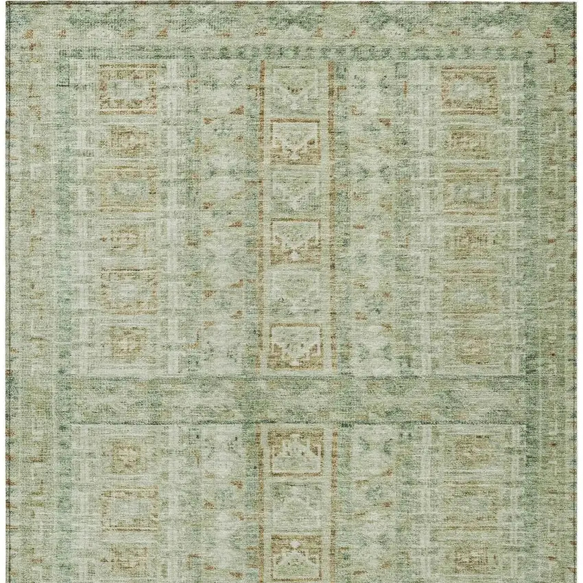 Green And Gold Striped Washable Indoor Outdoor Area Rug Photo 4