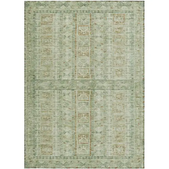 Green And Gold Striped Washable Indoor Outdoor Area Rug Photo 3