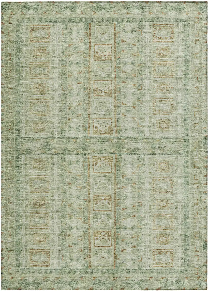 Green And Gold Striped Washable Indoor Outdoor Area Rug Photo 3