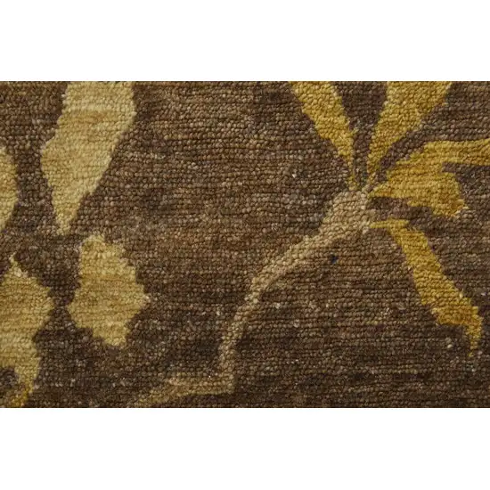 Green And Gold Wool Floral Hand Knotted Area Rug Photo 4