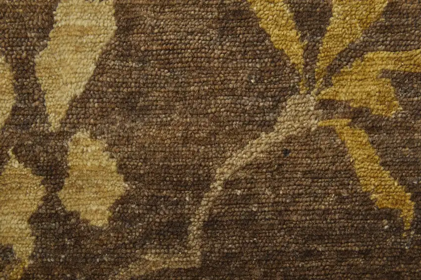 Green And Gold Wool Floral Hand Knotted Area Rug Photo 4