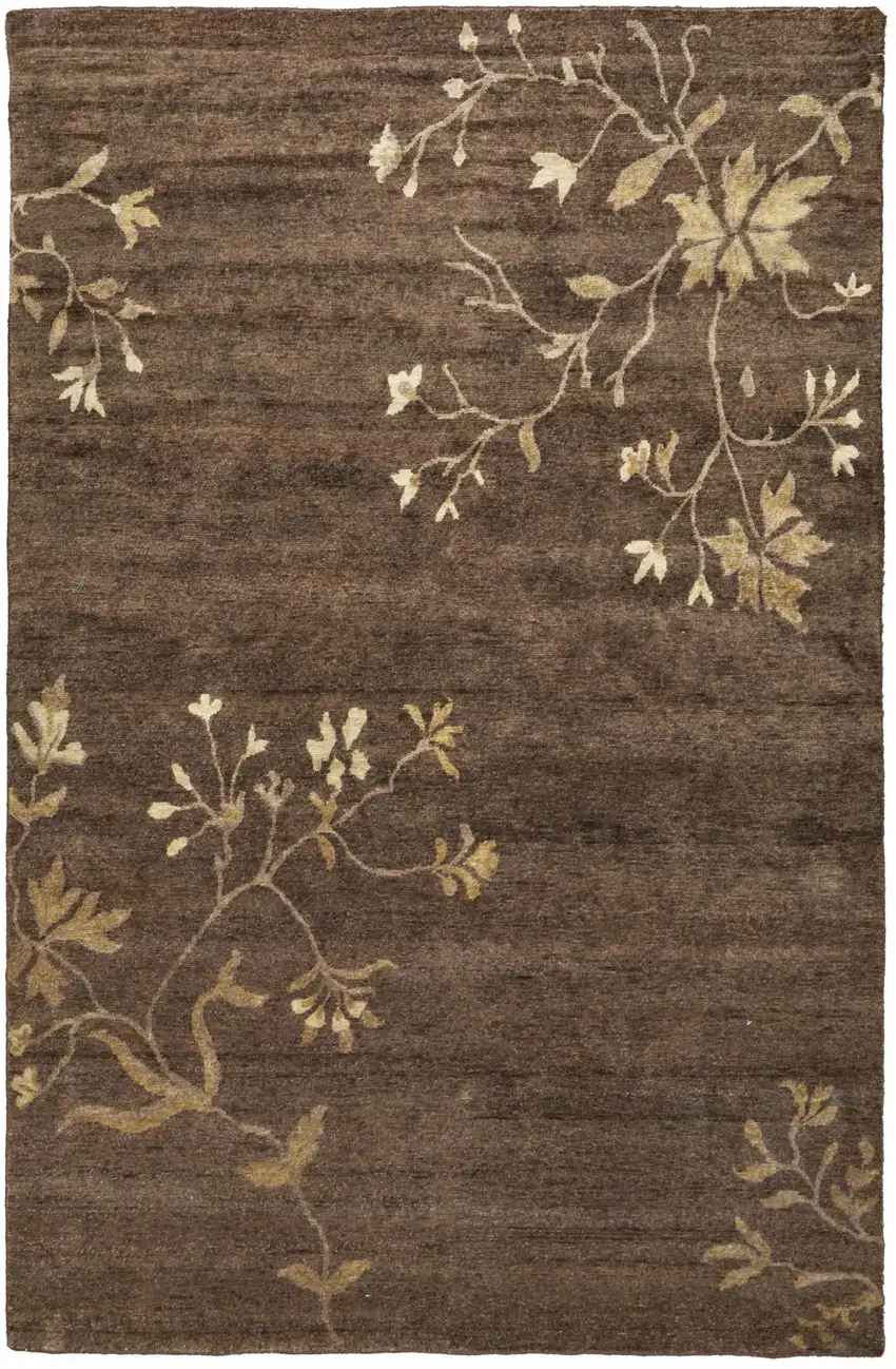 Green And Gold Wool Floral Hand Knotted Area Rug Photo 2
