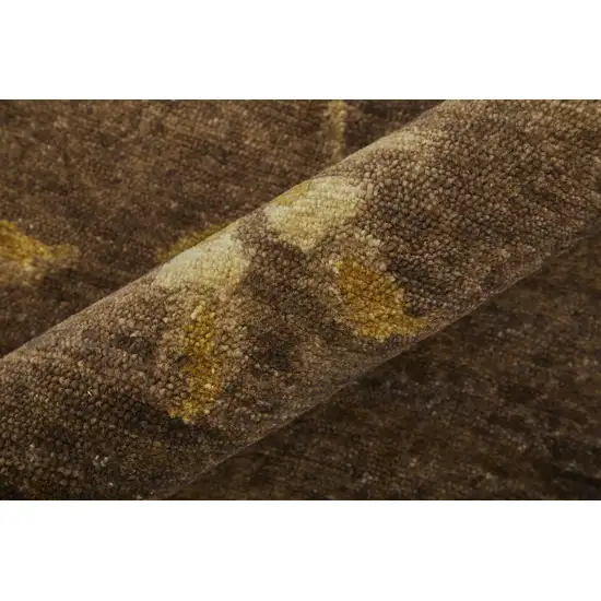 Green And Gold Wool Floral Hand Knotted Area Rug Photo 5