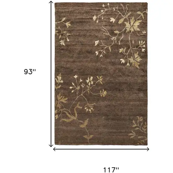 Green And Gold Wool Floral Hand Knotted Area Rug Photo 8